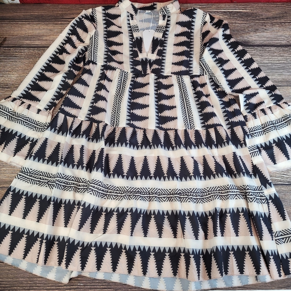 Ladies Geo-Metric Print Dress Size S - MAZIK TODOS SANTOS SUN DRESS